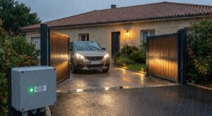 Fini les allers-retours sous la pluie : ce kit de portail à batterie à moins de 370 € est en déstockage chez Castorama