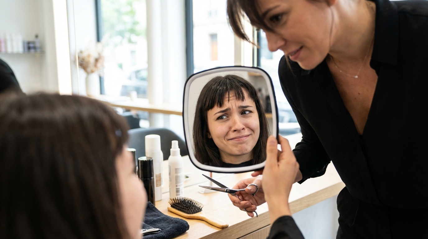 Frange : ces 7 erreurs que ma coiffeuse m&rsquo;a interdites expliquent pourquoi la vôtre durcit autant vos traits