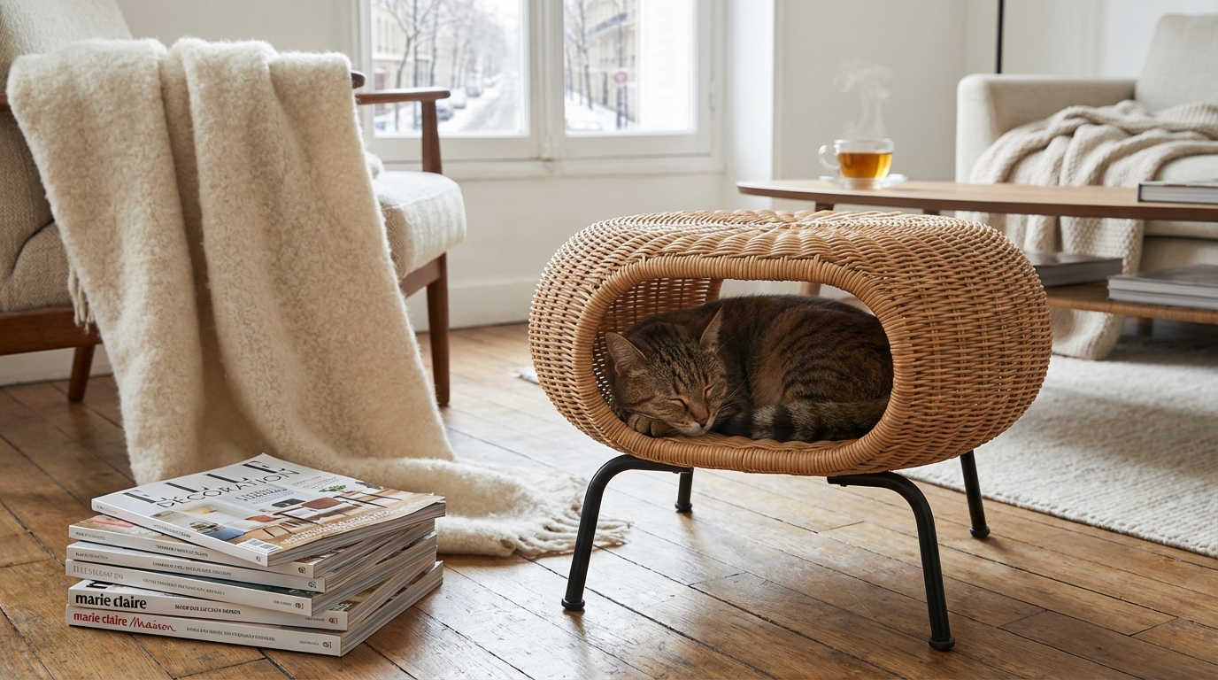 IKEA : ce meuble en rotin ultra tendance qui range le salon… et risque de devenir le QG secret de votre chat