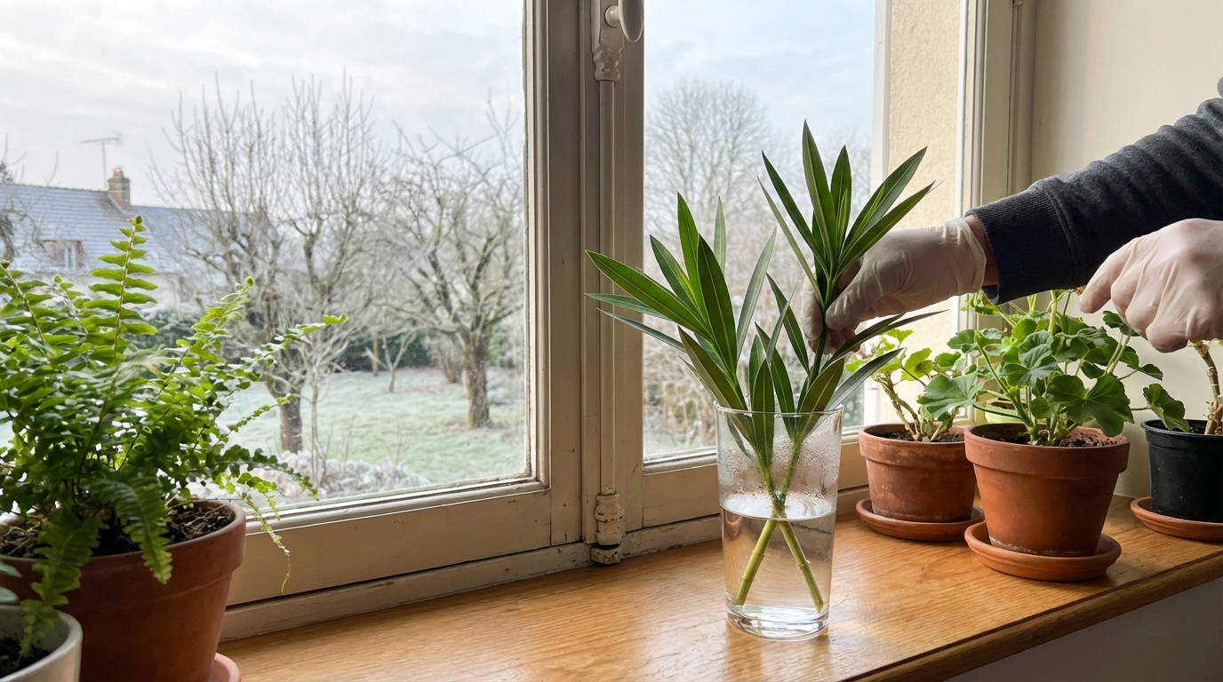 Laurier-rose : cette astuce inattendue permet à n&rsquo;importe qui de le bouturer dès février, sans matériel
