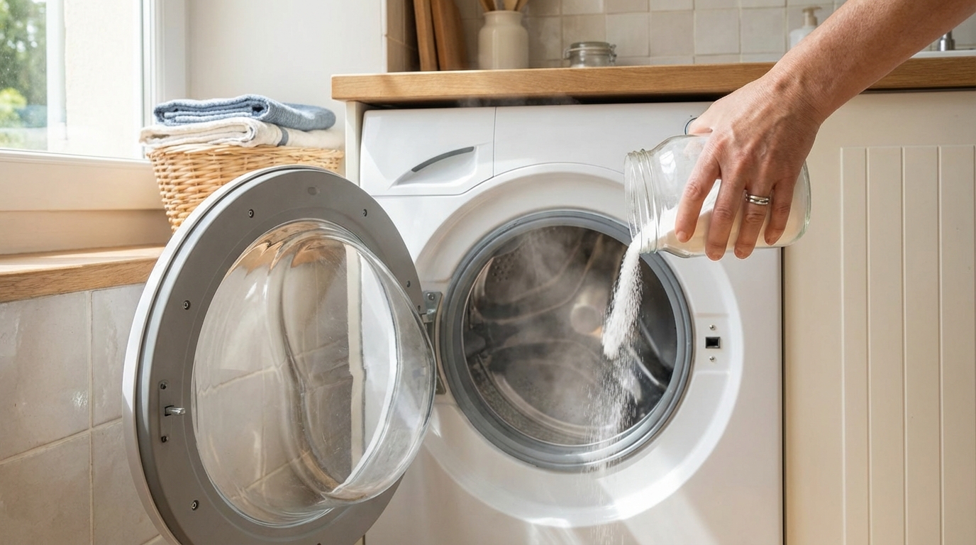 Lave-linge qui sent le moisi : cet ingrédient du placard stoppe l’odeur de cave en un cycle, pas le vinaigre blanc