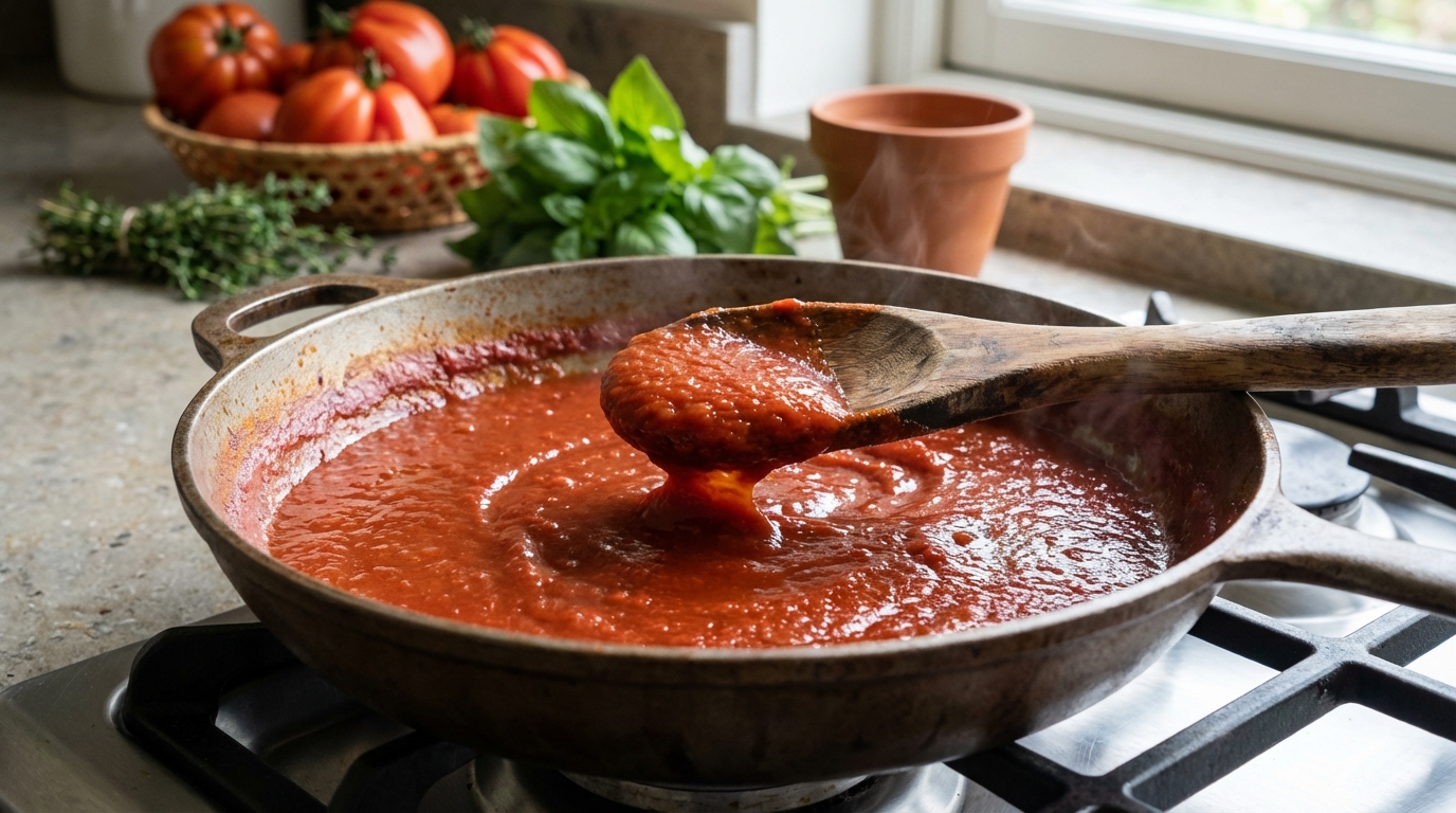 Ma sauce tomate était trop liquide : ces 7 gestes inattendus la transforment en sauce nappante que tout le monde oublie