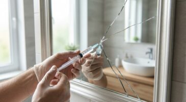Miroir épais fissuré : cette résine méconnue efface la trace en 20 min et évite la facture du miroitier