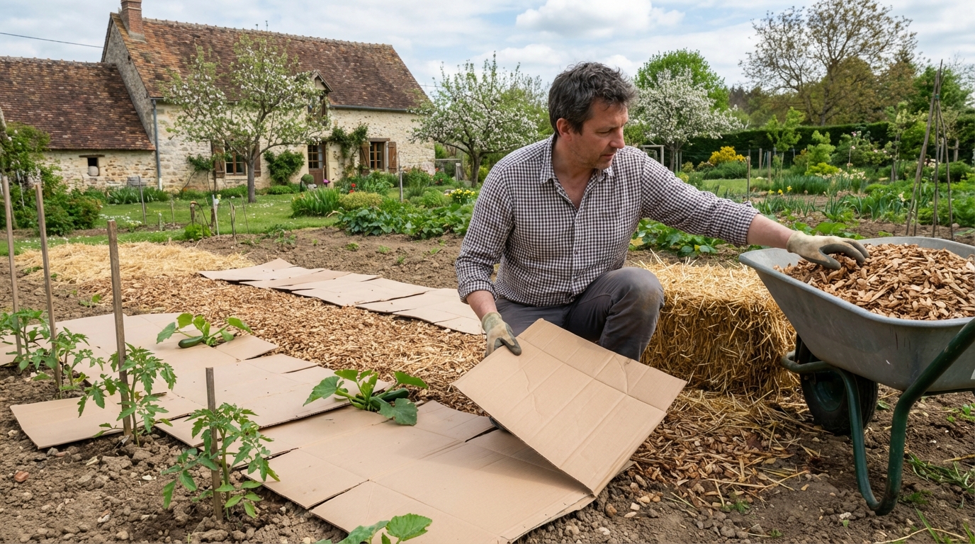 Ne les jetez plus : ce geste avec vos cartons de colis stoppe les mauvaises herbes et arrosages incessants sans effort