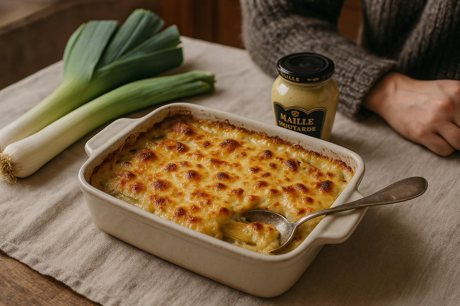 Ne rachetez plus de plats préparés cet hiver : ce gratin de poireaux au comté et à la moutarde vous fera tout oublier