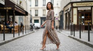 On vous a dit de porter du court ? Moins d’1,60 m, c’est cette robe longue fluide qui vous grandit vraiment