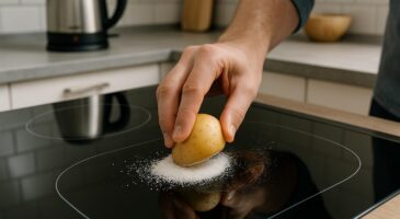 Plaque à induction ou vitrocéramique brûlée : arrêtez de l’abîmer, ce duo du placard retire le brûlé sans rayer