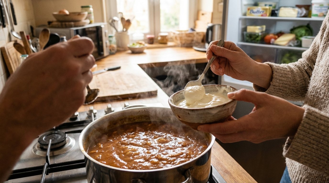 Plat trop épicé : ce basique du frigo qui peut tout rattraper en 30 secondes quand les invités arrivent
