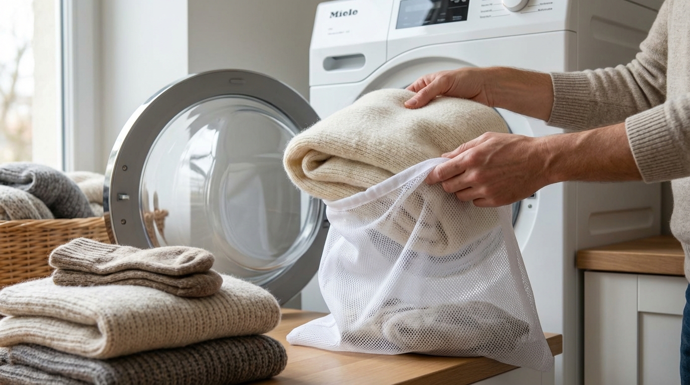 Pulls en laine rétrécis en machine : ce réflexe avant de lancer le cycle évite de les condamner