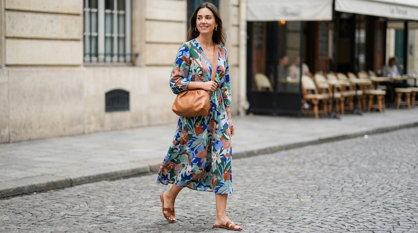 Robe imprimée : cette règle toute simple pour l’accessoiriser sans ressembler à un sapin de Noël