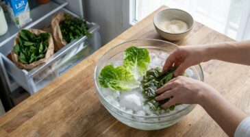 Salade flétrie : ne faites plus l’erreur de la jeter, ce bain minute méconnu lui rend tout son croquant