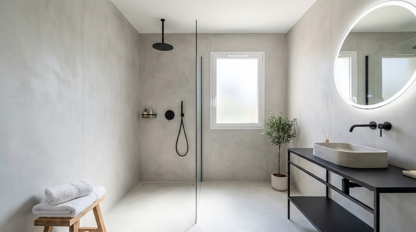 Salle de bain : avant de reposer du carrelage, regardez ce revêtement sans joints, plus chic et bien moins cher