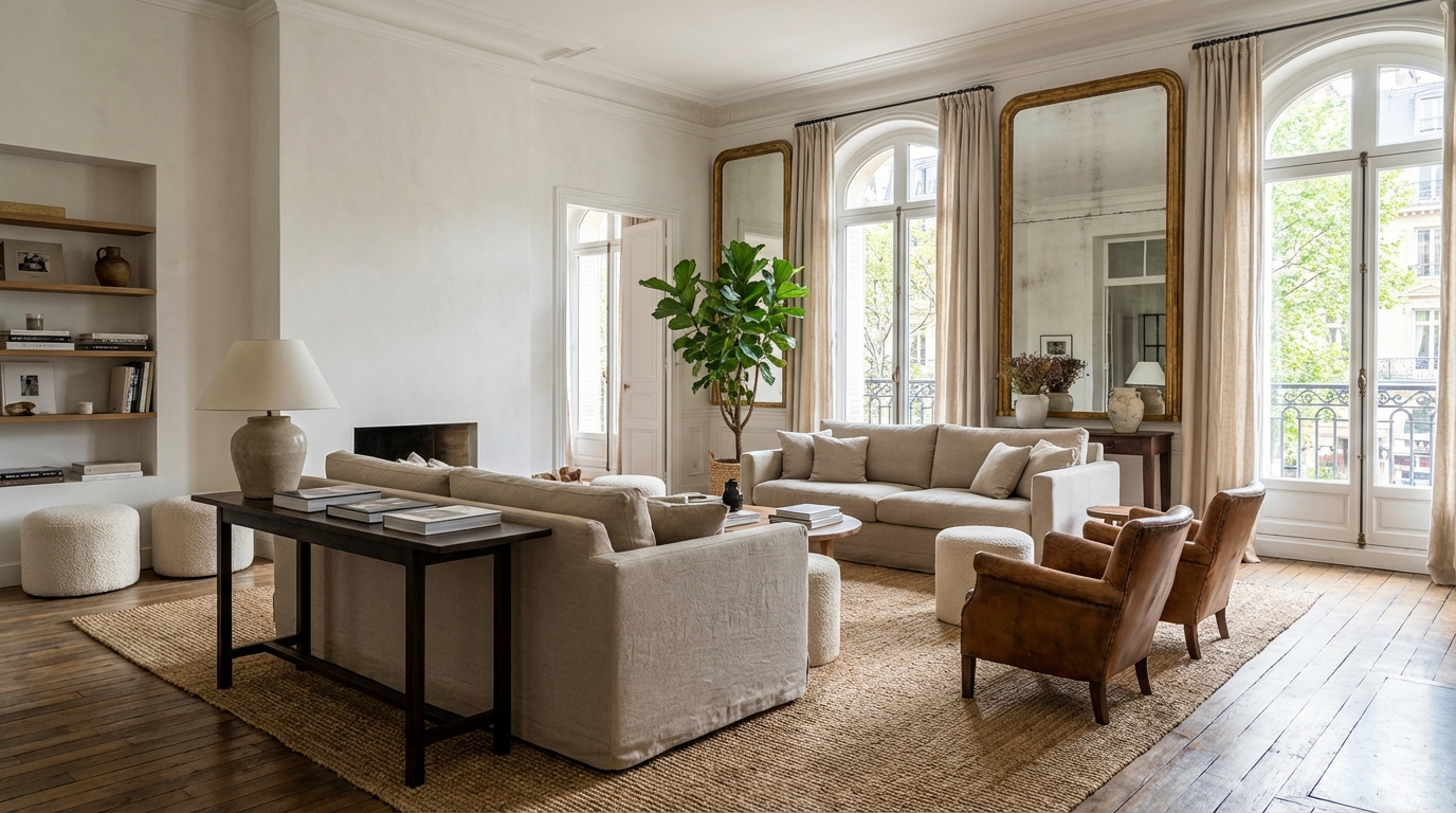 Salons XXL : pourquoi les décorateurs bannissent le gros canapé d’angle et jurent par cette disposition plus chic