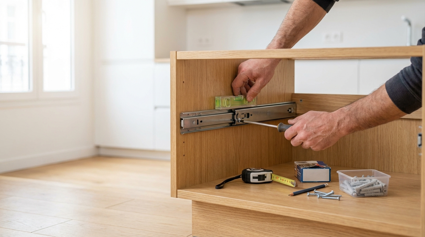 Tiroir qui coince : arrêtez de racheter des glissières, ce simple réglage millimétré suffit souvent à tout régler