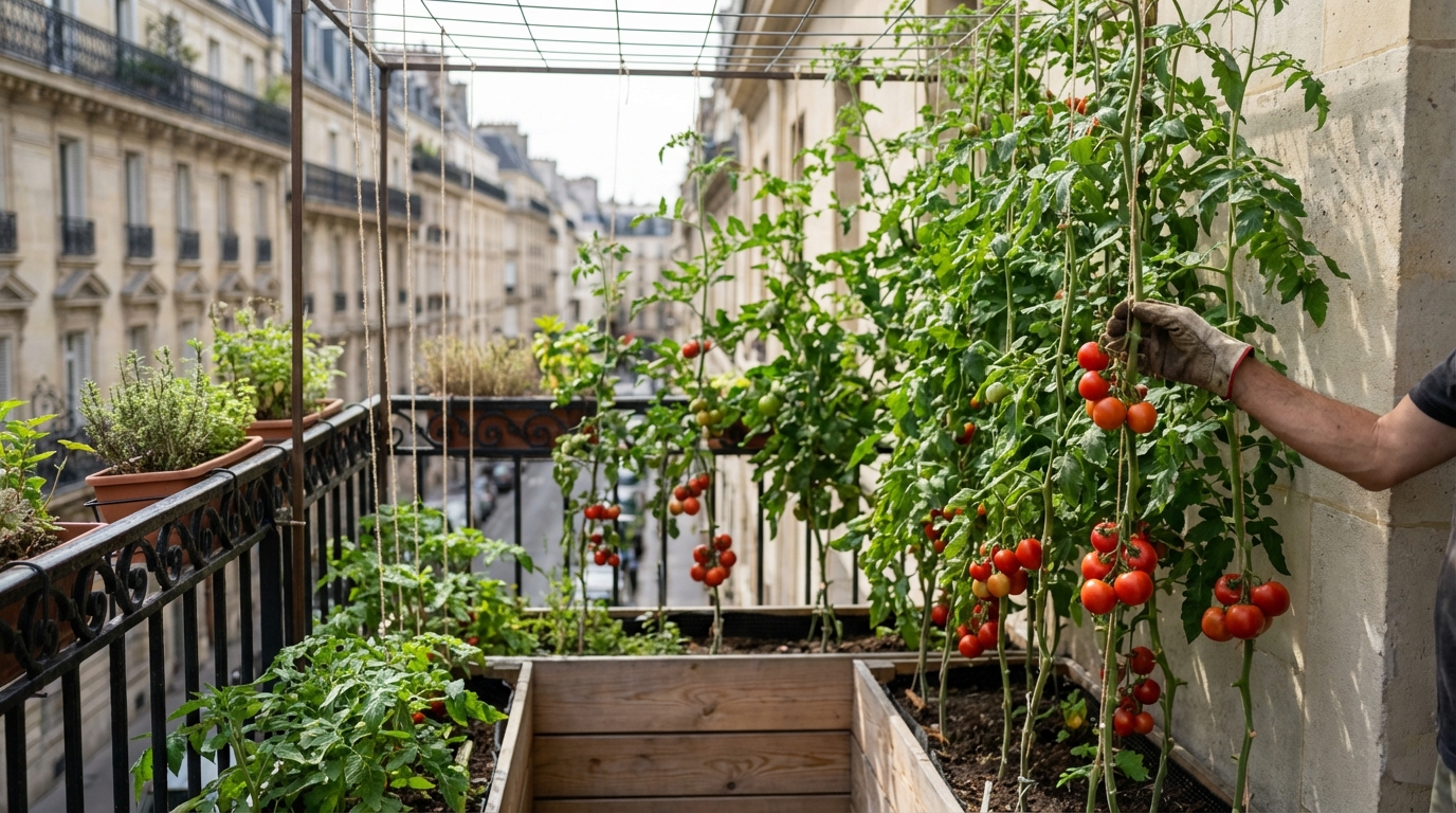 Tomates 2026 : si vous utilisez encore des tuteurs, vous passez à côté de cette technique suspendue gain de place