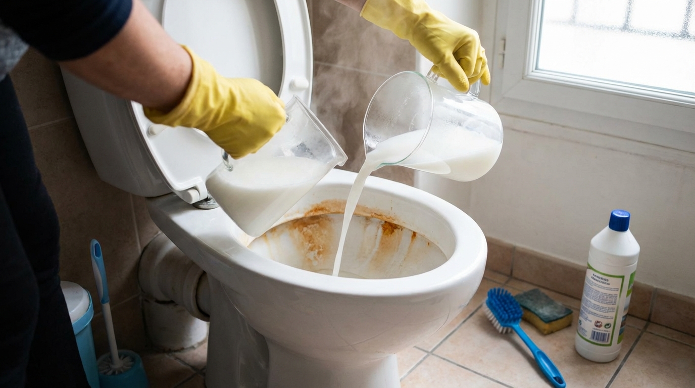 Vinaigre blanc inefficace dans vos WC ? Ce geste simple le fait enfin fondre tout le calcaire, sans frotter