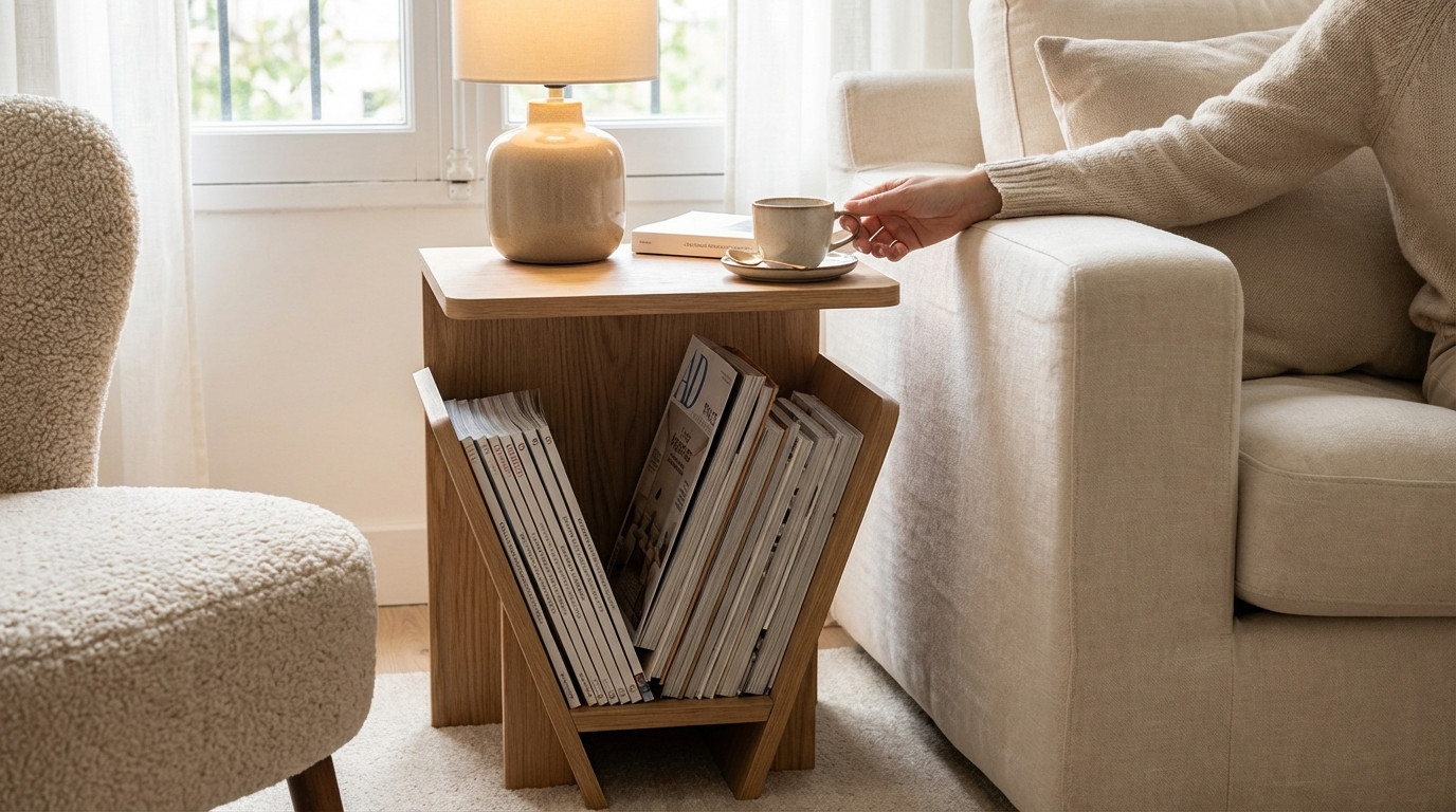 Vos magazines gâchent votre coin cosy ? Ce meuble 2-en-1 B&M à moins de 17 € met enfin de l’ordre dans le salon