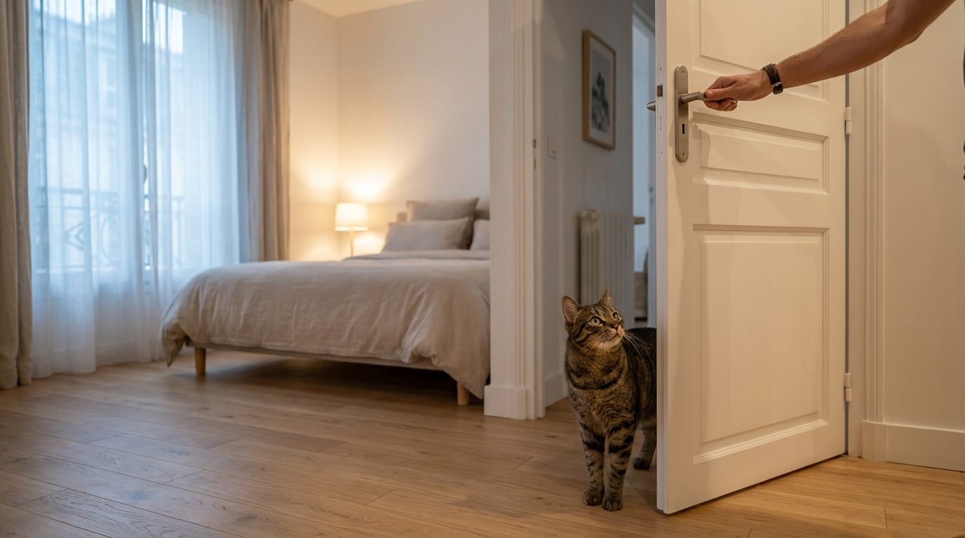Votre chat bloque la porte au moment de la fermer : ce réflexe discret à adopter pour ne plus rester coincé