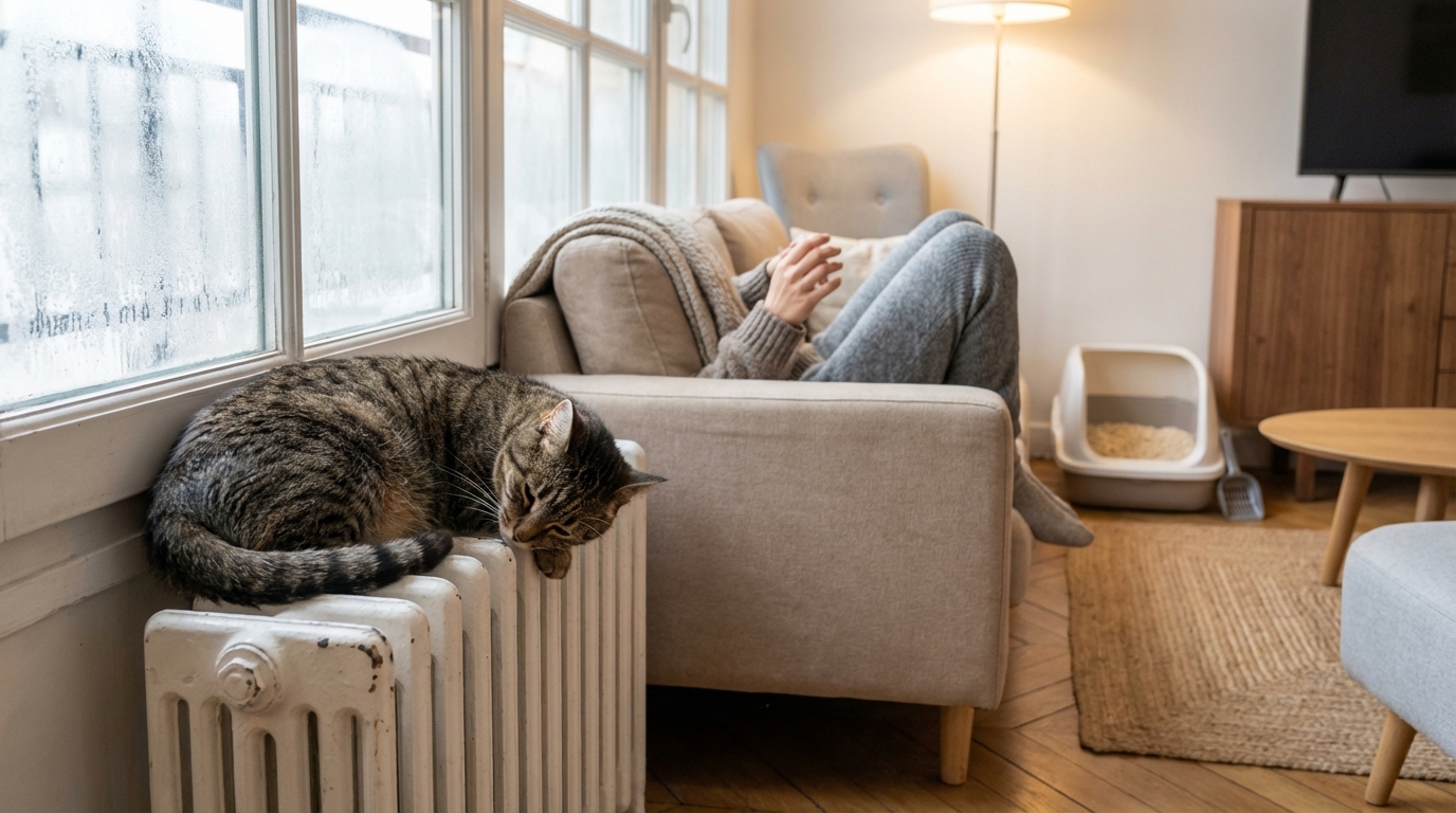 Votre chat devient amorphe dès que la maison refroidit : ce signal ignoré annonce souvent un grave problème urinaire