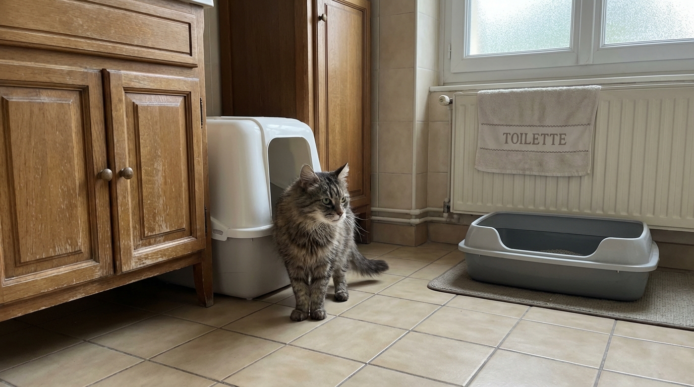 Votre chat, propre depuis toujours, refuse soudain sa litière : ce détail caché qui l’empêche d&rsquo;enjamber le bac
