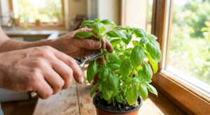 Basilic en pot : arrêtez de l’arracher feuille par feuille, ce geste précis le garde touffu jusqu’à l’automne