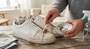 Baskets blanches : ne les lavez plus en machine, cette astuce de cuisine les blanchit mieux que votre lave-linge