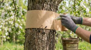 Beaucoup de jardiniers le font : cette glu autour du tronc semble protéger vos fruitiers mais les fragilise en silence
