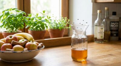 Envahie par un nuage de moucherons dans ma cuisine, j&rsquo;ai posé ce simple verre un soir : sans produit chimique, plus rien