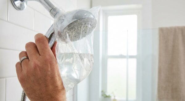 « Mon pommeau crachotait » : ce mélange de deux produits du placard le débouche vite, mais attention à cette erreur