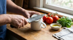 Ne jetez plus vos couteaux émoussés : ce petit accessoire près de la cafetière les rend comme neufs sans aiguiseur