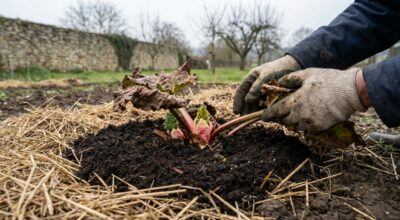 Rhubarbe qui semble morte après l’hiver : ce geste de fin d’hiver empêche la pourriture et fait exploser la récolte