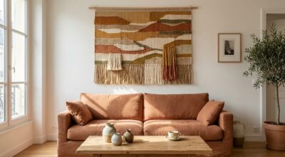 Salon : ce printemps, si vous avez encore un mur de cadres, les décorateurs le remplacent par cette pièce murale XXL