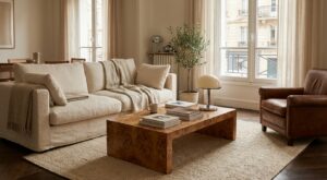 Table basse en marbre : pourquoi les Français la remplacent par ce bois rétro inattendu dans leur salon en 2026