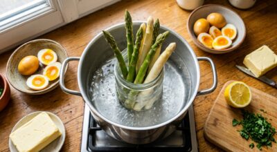 Asperges : arrêtez de les faire bouillir allongées, cette cuisson méconnue les rend fondantes de la pointe au pied