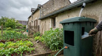 Ce bricolage sur la gouttière posé en avril m&rsquo;a permis d&rsquo;arrêter de payer l&rsquo;eau d&rsquo;arrosage au jardin tout l&rsquo;été