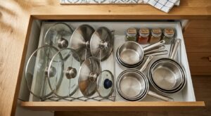 Ce petit accessoire en accordéon à moins de 25 € range enfin tous vos couvercles de casseroles dans un tiroir