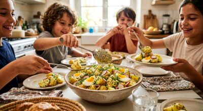 Cette salade de pommes de terre que mes enfants refusaient est dévorée en 3 minutes depuis que j&rsquo;ai banni ce geste