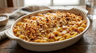 Ne jetez plus ce reste de pain : en croûte sur mon gratin de pâtes au jambon, il rend tout le monde accro