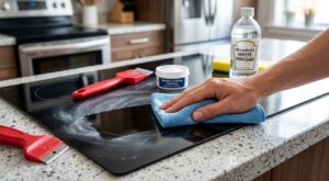 Plaque vitrocéramique : cette habitude au vinaigre blanc abîme tout, le voile blanc que vous voyez n’est pas du calcaire