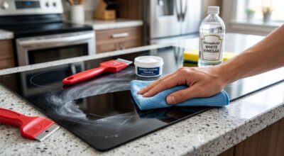 Plaque vitrocéramique : cette habitude au vinaigre blanc abîme tout, le voile blanc que vous voyez n’est pas du calcaire