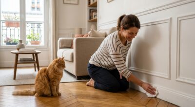 Plinthes toujours sales ? Ce geste avec cet objet de buanderie bloque la poussière pendant des semaines
