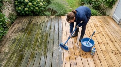 Terrasse en bois qui verdit et noircit : ne faites plus cette erreur, ce trio naturel la sauve sans Javel