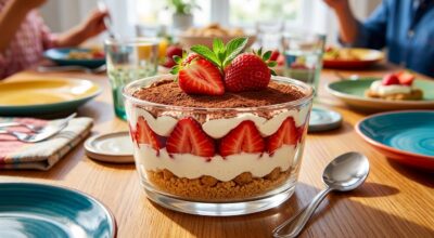Tiramisu aux fraises sans œufs : ce biscuit caramélisé évite l&rsquo;effet soupe, ma belle-sœur n&rsquo;a jamais deviné