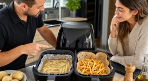 Airfryer : ce réflexe avec le papier alu peut abîmer votre appareil, un vendeur m’a montré quoi changer