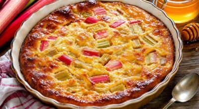 Clafoutis à la rhubarbe : remplacez le sucre par cet ingrédient liquide, votre dessert devient incroyablement fondant
