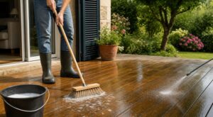 Terrasse en bois : ce produit à moins de 4 € remplace le nettoyeur haute pression qui ruine vos lames