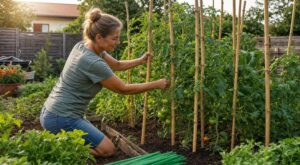 Arrêtez les tuteurs en plastique : ce support naturel planté par mon voisin tient depuis 5 ans dans son potager