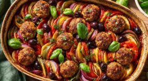 Ce plat au four avec légumes du soleil et boulettes, qui cuit tout seul, va enfin sauver vos soirs pressés