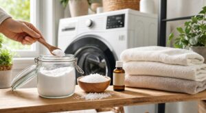 Lessive : ne mettez plus d&rsquo;adoucissant en bidon, ce mélange 3 ingrédients du placard laisse le linge 3x plus frais