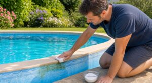 Marre de la ligne d’eau verte sur le liner de votre piscine ? Ce produit du placard l’efface d’un seul geste